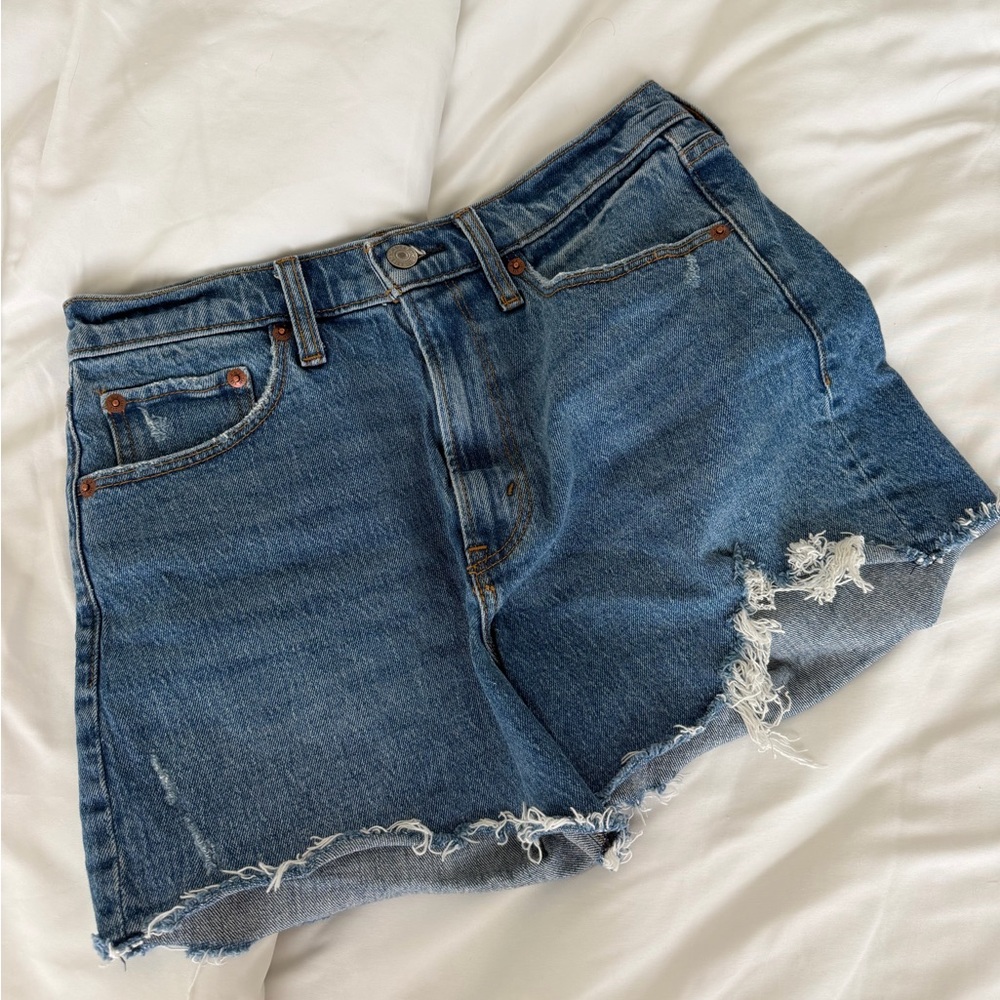 Abercrombie & Fitch Blue Distressed Jean Shorts